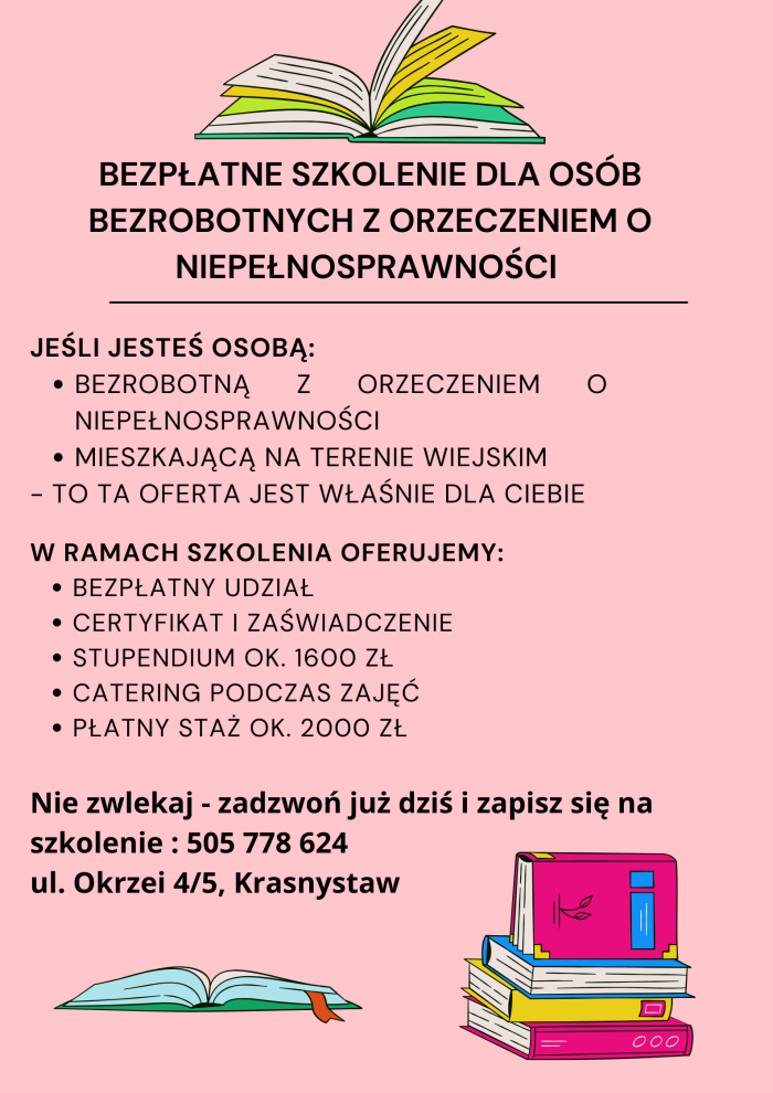 Miniaturka artykułu Bezpłatne szkolenie dla osób bezrobotnych z orzeczeniem o niepełnosprawności